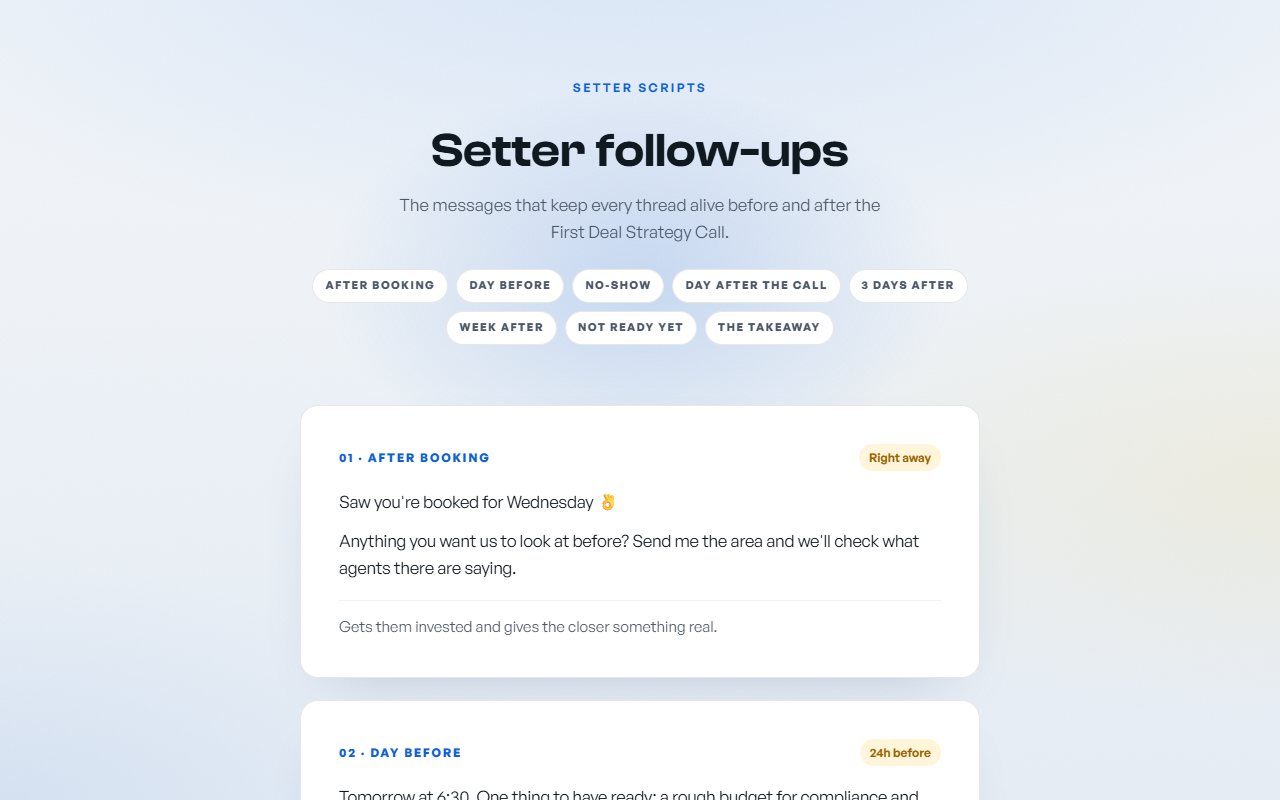 Setter follow-ups preview